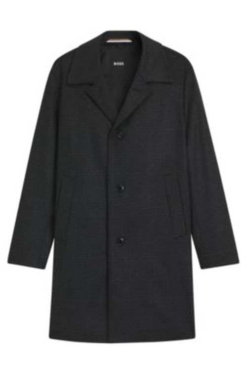 BOSS Checked relaxed-fit coat in wool and cashmere - Black Men's Formal Coats 46R