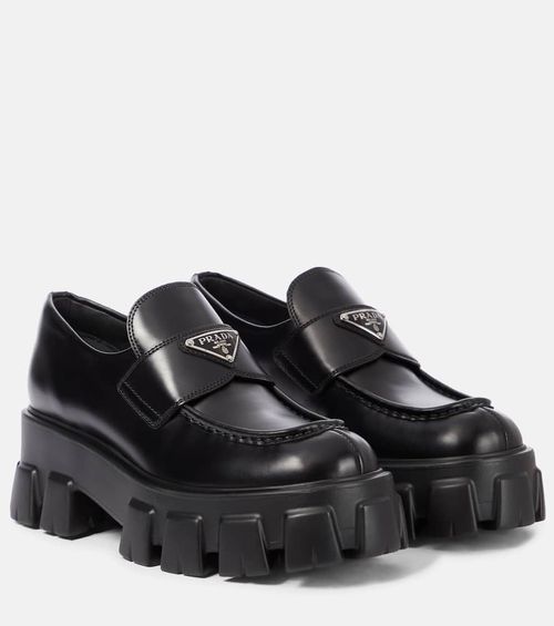 Prada Monolith brushed leather loafers
