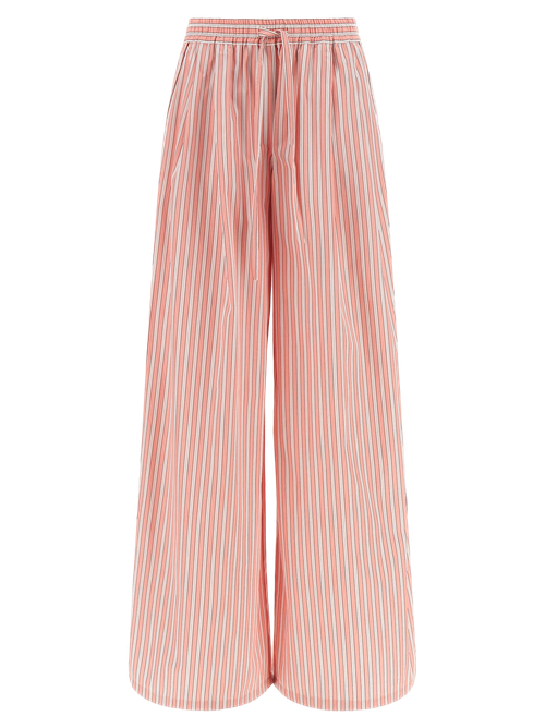 Striped Cotton-Silk Poplin Trousers — Pink