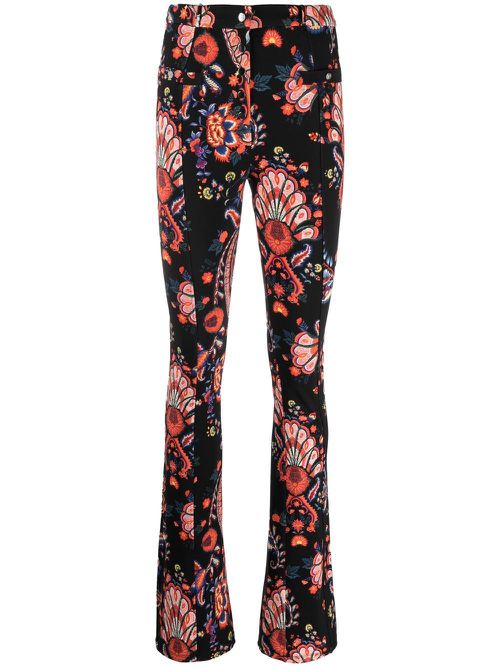 Floral print high-waisted trousers - Black