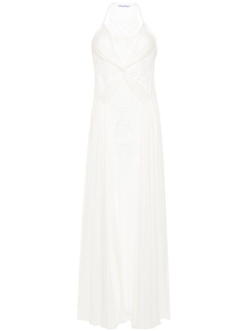 Alberta Ferretti net-lace maxi dress - Weiß