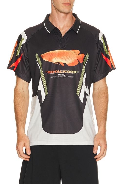 Metalwood Studio Arowana Sport Polo in Black - Black. XL/1X also in S