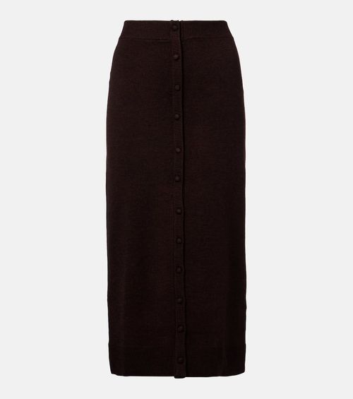 Knitted wool-blend midi skirt