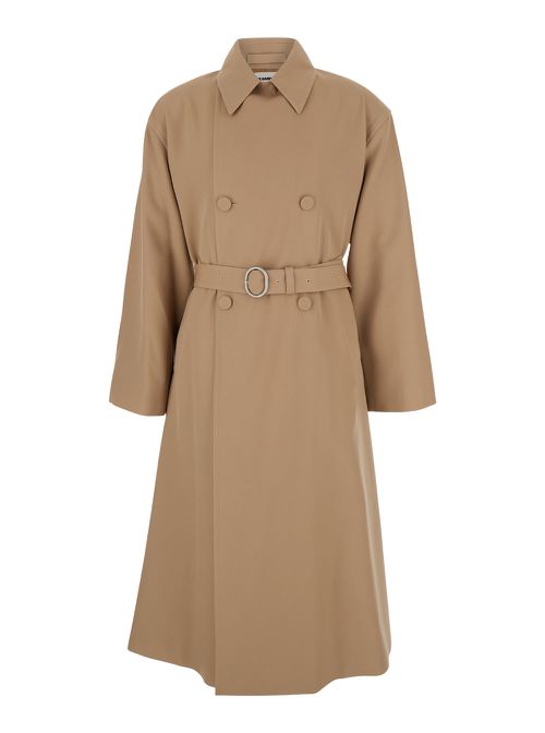 Trench In Gabardina Di Lana Lungo