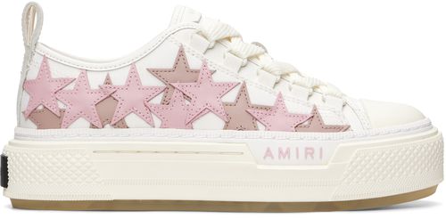 White & Pink Stars Court Low Sneakers