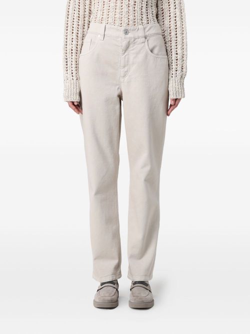 Brunello Cucinelli logo-patch trousers - Neutrals