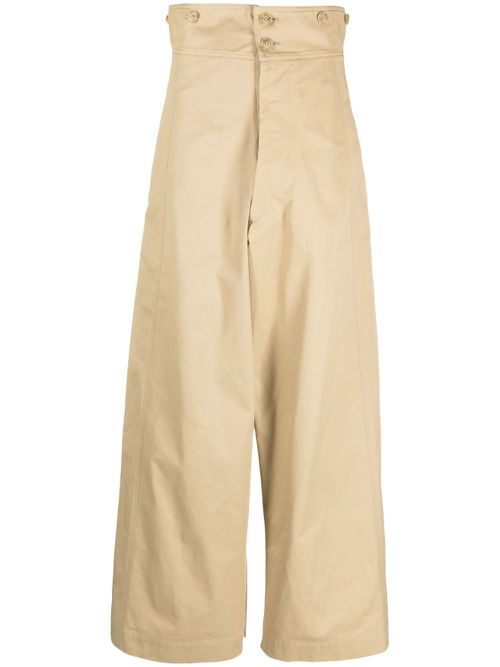 High-waisted wide-leg trousers - Neutrals