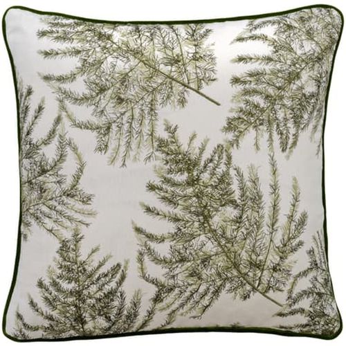 Brooklyn Leaf, Sustainable Feather, Cushion, 55cm x 55cm - Andrew Martin Cotton Blend & Linen Blend & Viscose Blend Embroidered & Floral