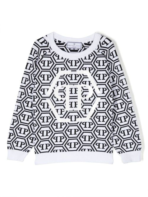 Intarsia-knit logo sweatshirt - Black