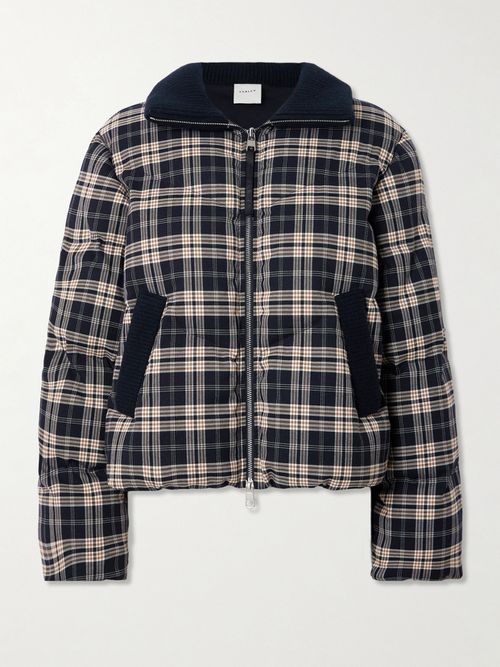 Bryony Ribbed Knit-trimmed Quilted Checked Ski Jacket - Blue