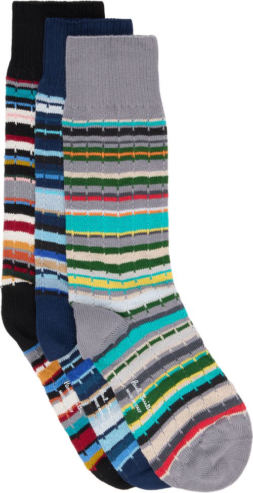 Three-Pack Multicolor Cable Socks