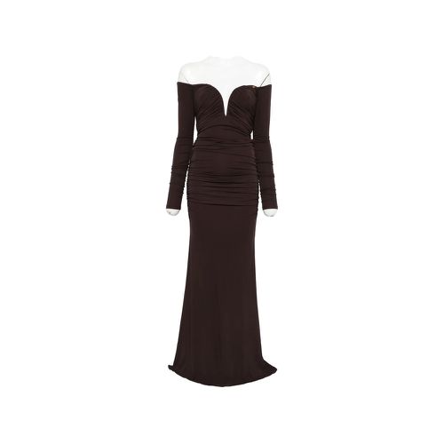 Off-the-shoulder Gathered Maxi Dress