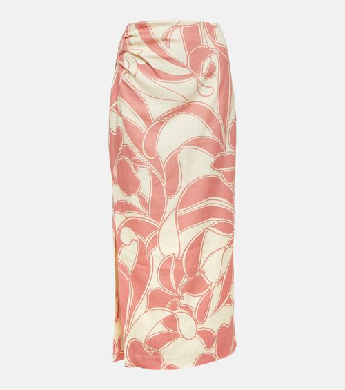 Belletto printed linen maxi skirt
