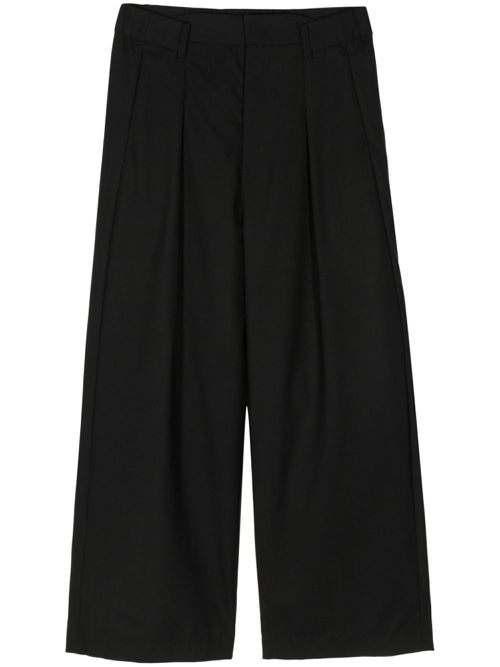 Wide-leg pleated trousers - Black
