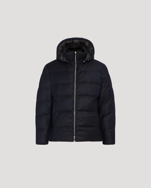 Loro Piana Wool-Silk with Mink Trim Down Jacket — Black
