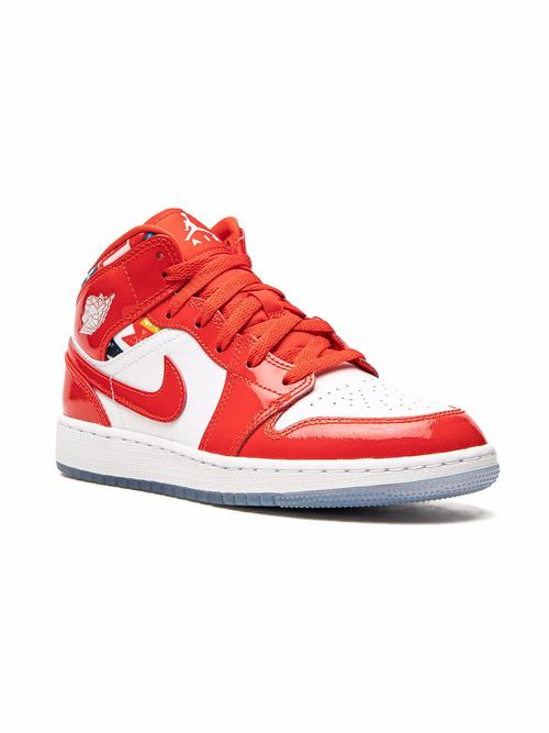 Air Jordan 1 Mid SE "Barcelona Sweater Red Patent" sneakers