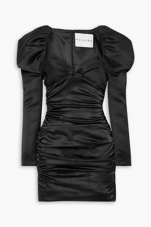 Cutout ruched satin mini dress - Black - FR 36