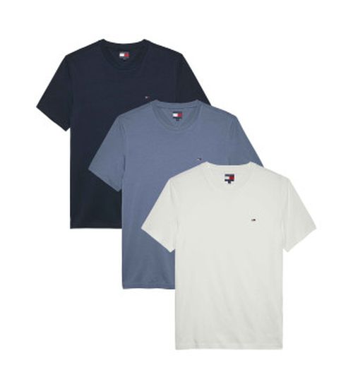 Tommy Jeans for man. DM0DM21579 Pack of 3 extra slim T-shirts with multicolour logo (XL), Casual, Multicolor, Short sleeve, Organic Cotton,