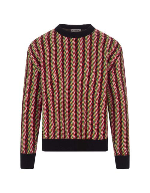 Sweater With Multicolored Chevron Motif