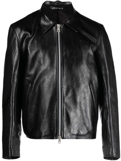Mini leather zipped jacket - Black