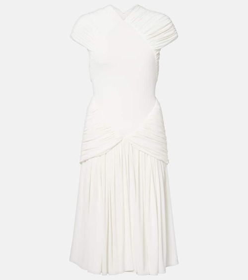 Ruched crêpe jersey midi dress