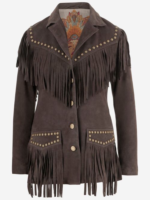 Suede Fringed Jacket — Brown