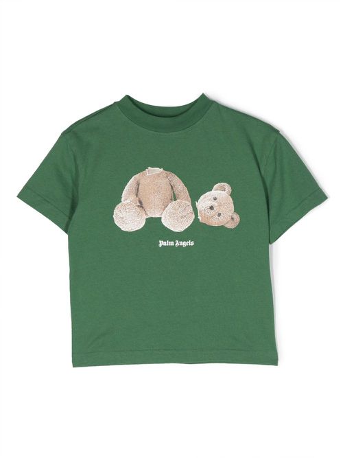 Bear-print cotton T-shirt - Green