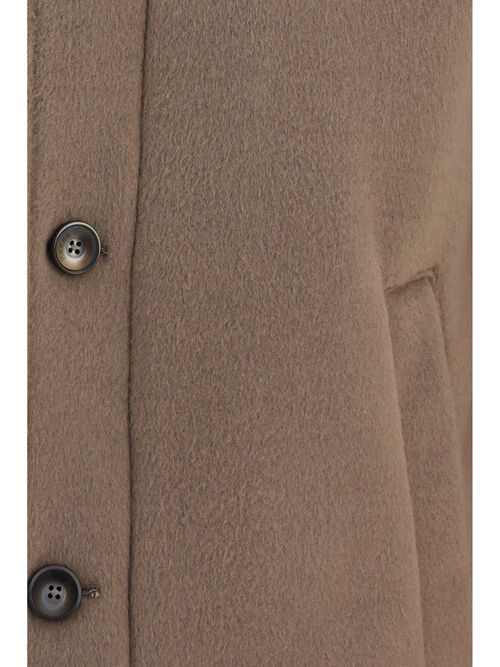 Hooded Button-Front Jacket — Brown