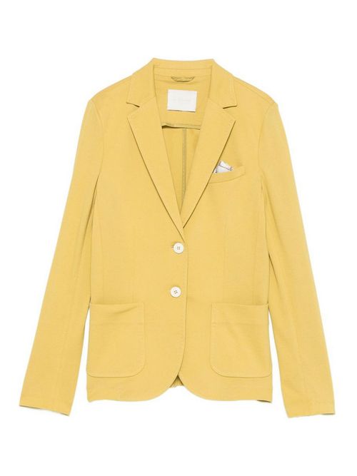 Yellow stretch cotton single-breasted blazer