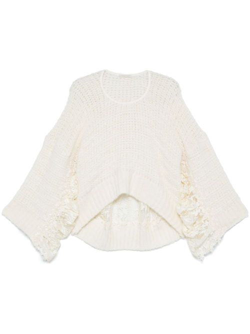 Floral lace-appliqué sweater - Neutrals