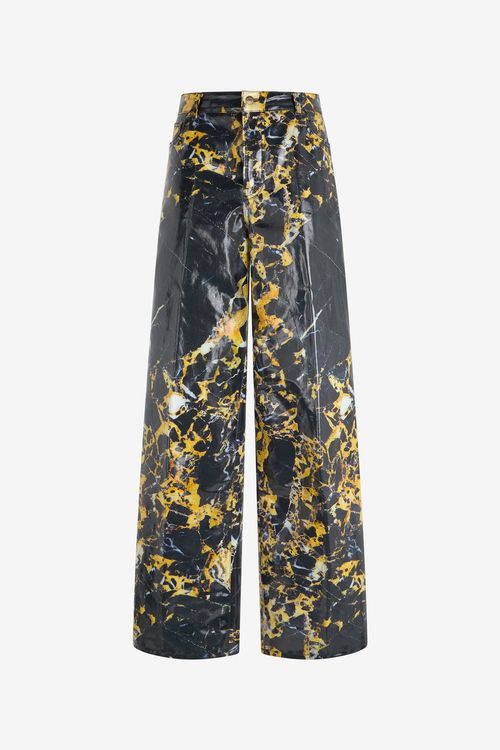 Loose Trousers With Marble Print