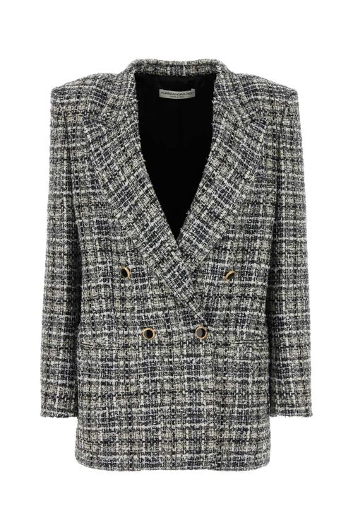 Tweed Double-Breasted Blazer — Black