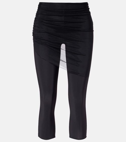 Cropped tulle-trimmed leggings
