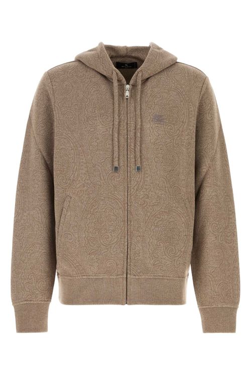 Printed Jersey Hoodie — Beige