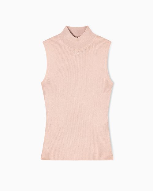 High-neck lurex yarn top