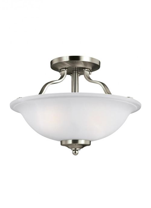 Brushed Nickel Two Light Semi-Flush Mount from the Emmons Collection