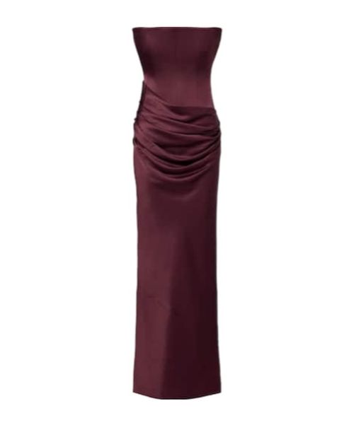 Draped crepe satin corset gown