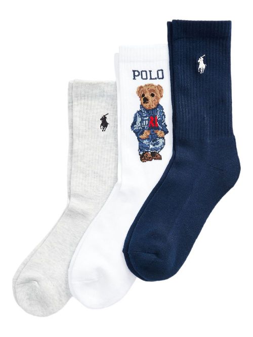Polo Bear-motif socks (pack of three) - Blue