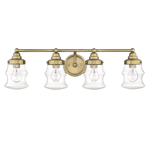 Antique Brass Four Light Vanity from the Keal Collection
