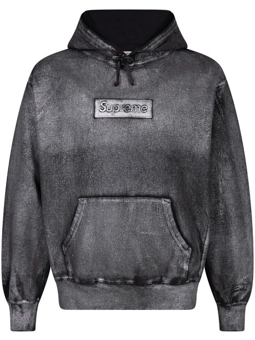 X MM6 Maison Margiela foil box logo hoodie - Black