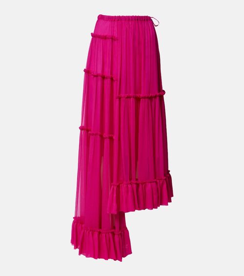 Asymmetric silk muslin skirt