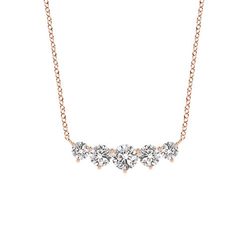 Angara 0.5 Carat Graduated Five Stone Round Diamond Necklace in 18K Rose Gold