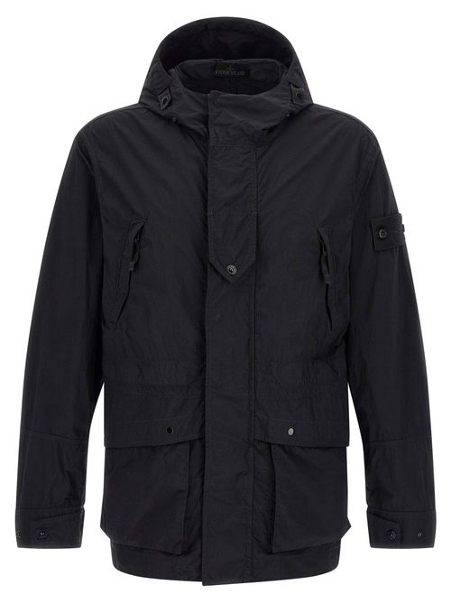Brushed Nylon Crinkled Jacket — Black