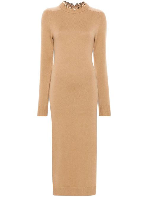 Chain-embellished dress - Neutrals