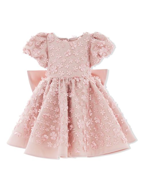 Bow-detail floral-appliqué dress - Pink