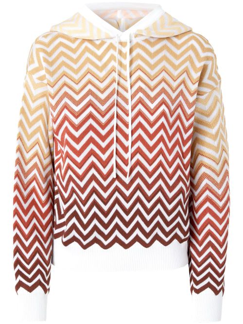 Chevron-knit hoodie - Neutrals