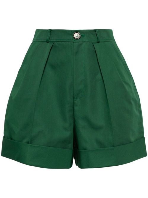 High-waist wide-leg shorts - Green