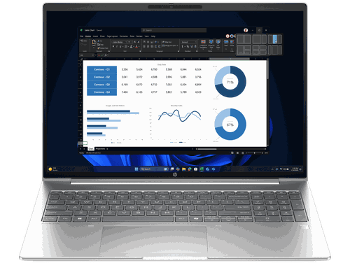 HP ProBook 4 G1i 16 inch Laptop AI PC, Silver + Poly Blackwire 3220 Stereo USB-C Headset +USB-C/A Adapter