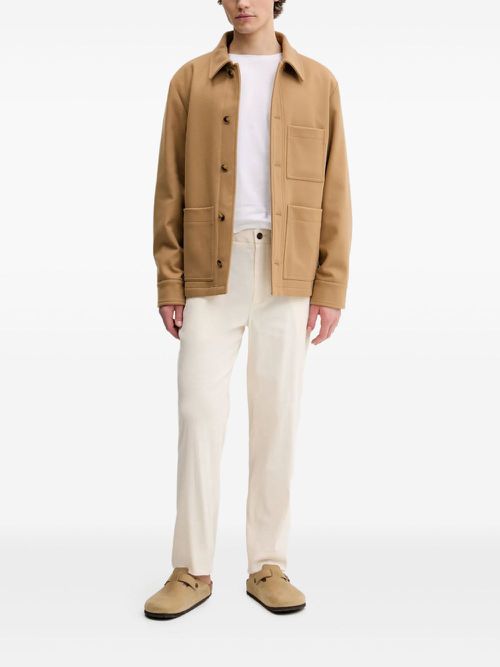 Patch-pocket wool-blend jacket - Brown