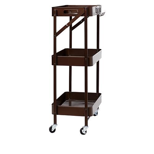 3-Tier Foldable Rolling Cart with Large Shelves